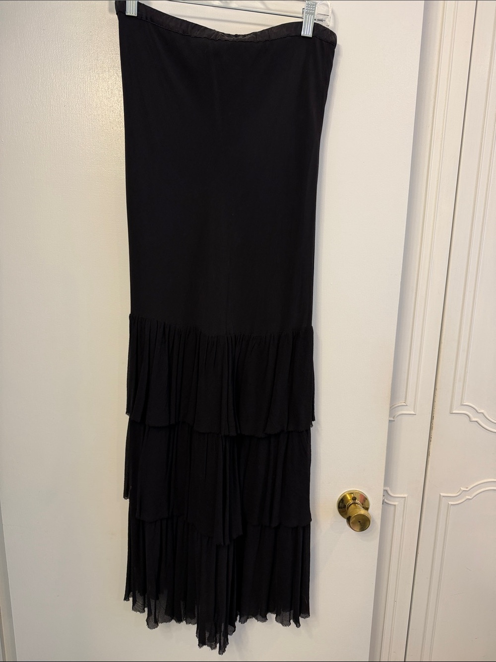 Vintage Women's Black Tiered Ruffle Maxi Skirt/Size 8